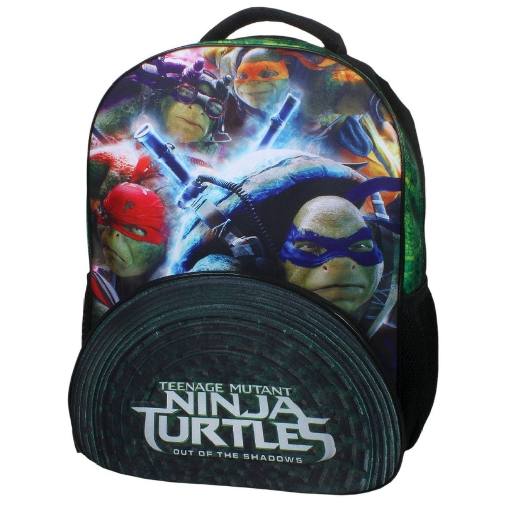 NEW Kid's Backpack Teenage Mutant Ninja Turtle 16" Sewer Shell Mesh Side Pockets